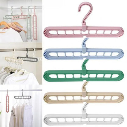 9 Hole Magic Clothes Hanger 360° Rotating Foldable Space Saving Closet Organizer
