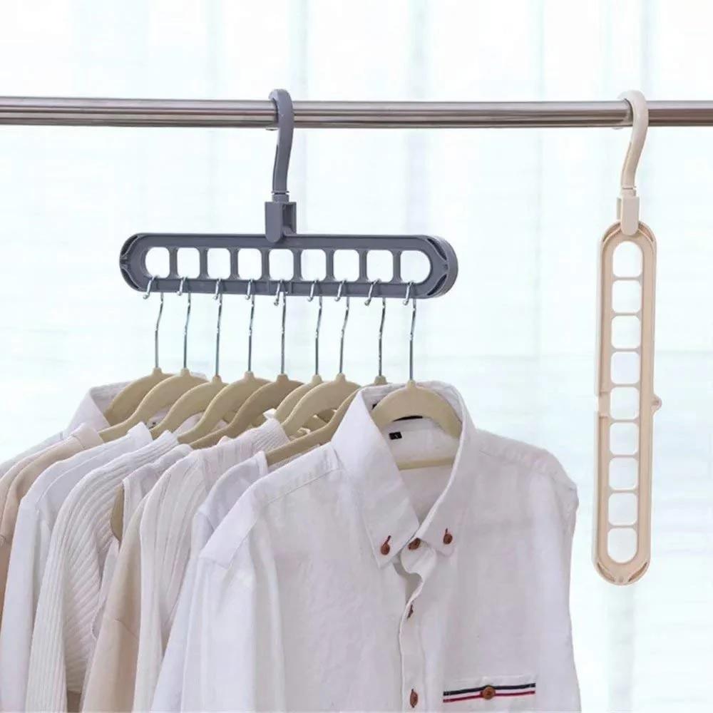9 Hole Magic Clothes Hanger 360° Rotating Foldable Space Saving Closet Organizer