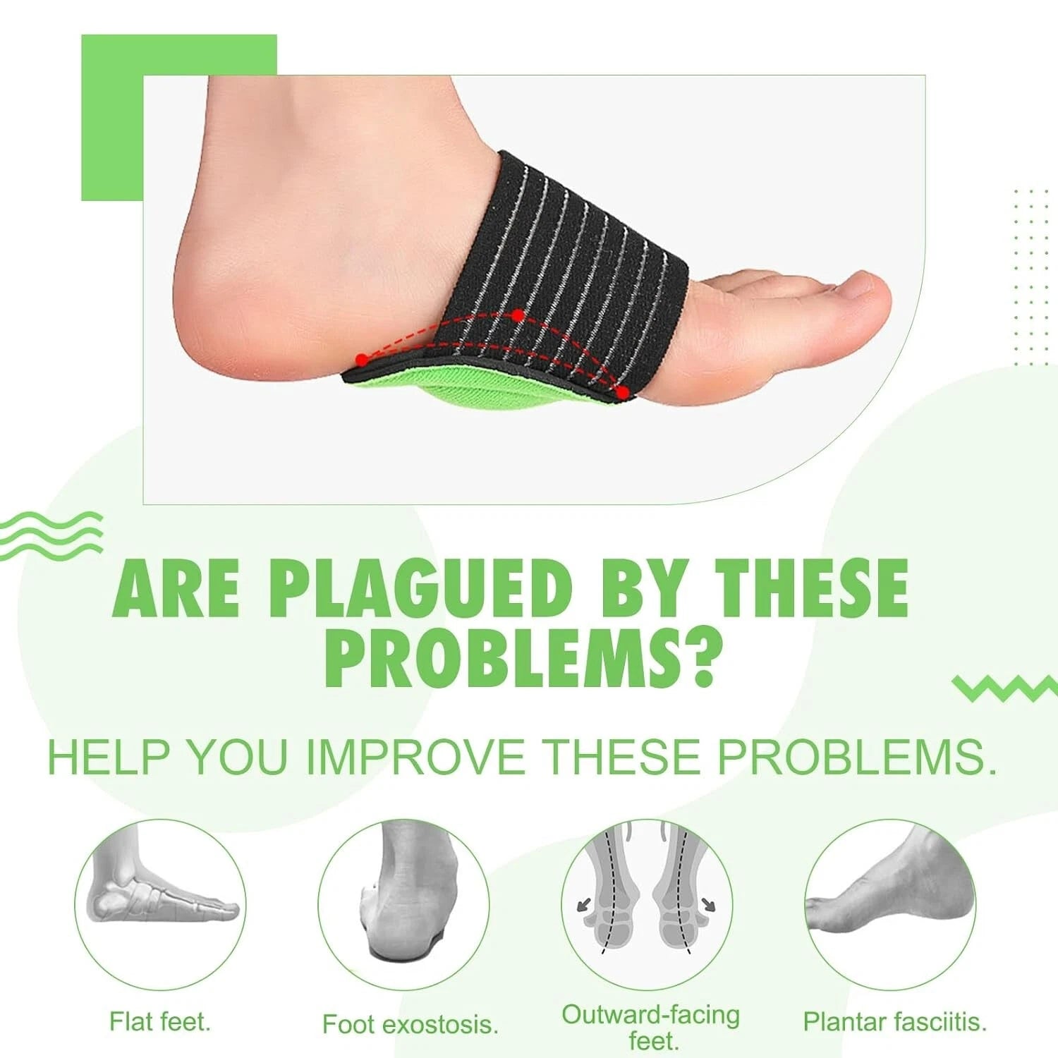 Arch Support Cushion Foot Pads Shock Absorbing Insoles for Plantar Fasciitis & Foot Pain Relief