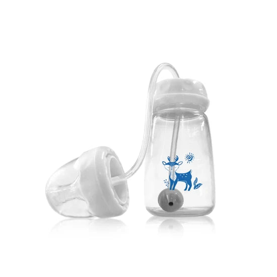 Baby Hands Free Feeding Bottle 150ml BPA Free Anti Colic Self Feeding Bottle with Straw & Cleaning Brush
