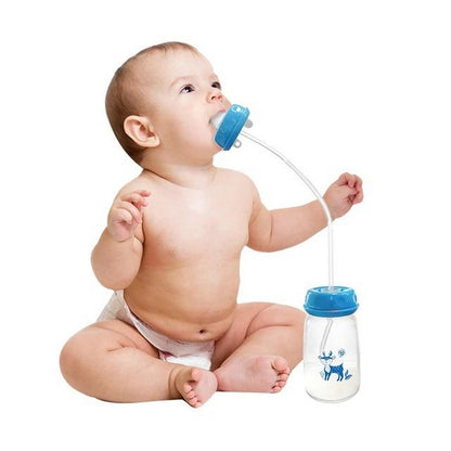 Baby Hands Free Feeding Bottle 150ml BPA Free Anti Colic Self Feeding Bottle with Straw & Cleaning Brush