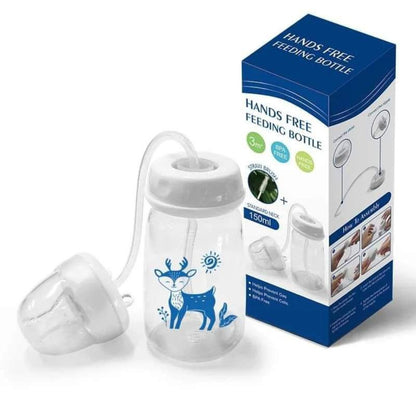 Baby Hands Free Feeding Bottle 150ml BPA Free Anti Colic Self Feeding Bottle with Straw & Cleaning Brush