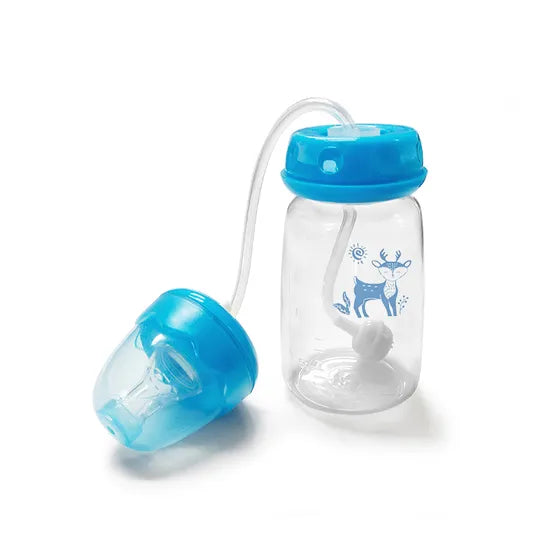 Baby Hands Free Feeding Bottle 150ml BPA Free Anti Colic Self Feeding Bottle with Straw & Cleaning Brush