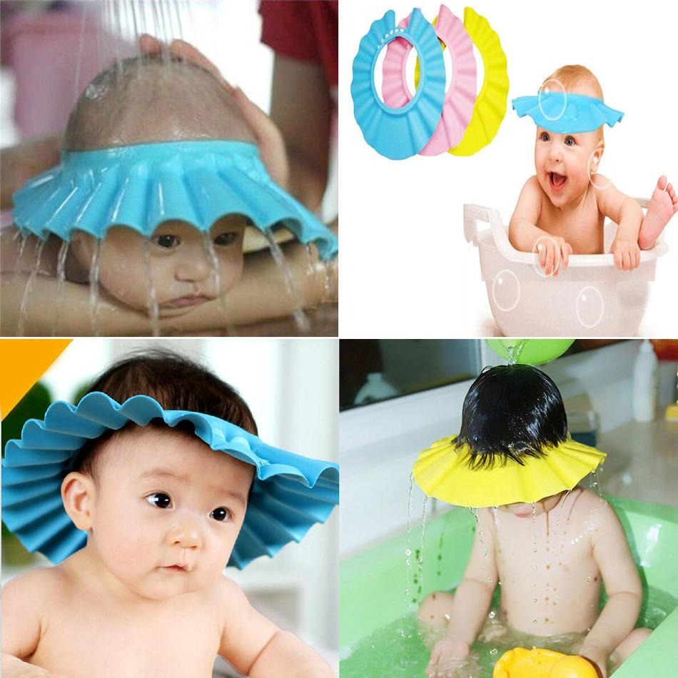 Baby Shower Cap Silicone Shampoo Bath Cap for Kids Eye & Ear Protection Soft Adjustable