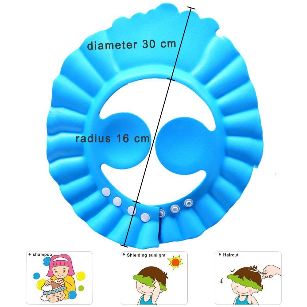 Baby Shower Cap Silicone Shampoo Bath Cap for Kids Eye & Ear Protection Soft Adjustable