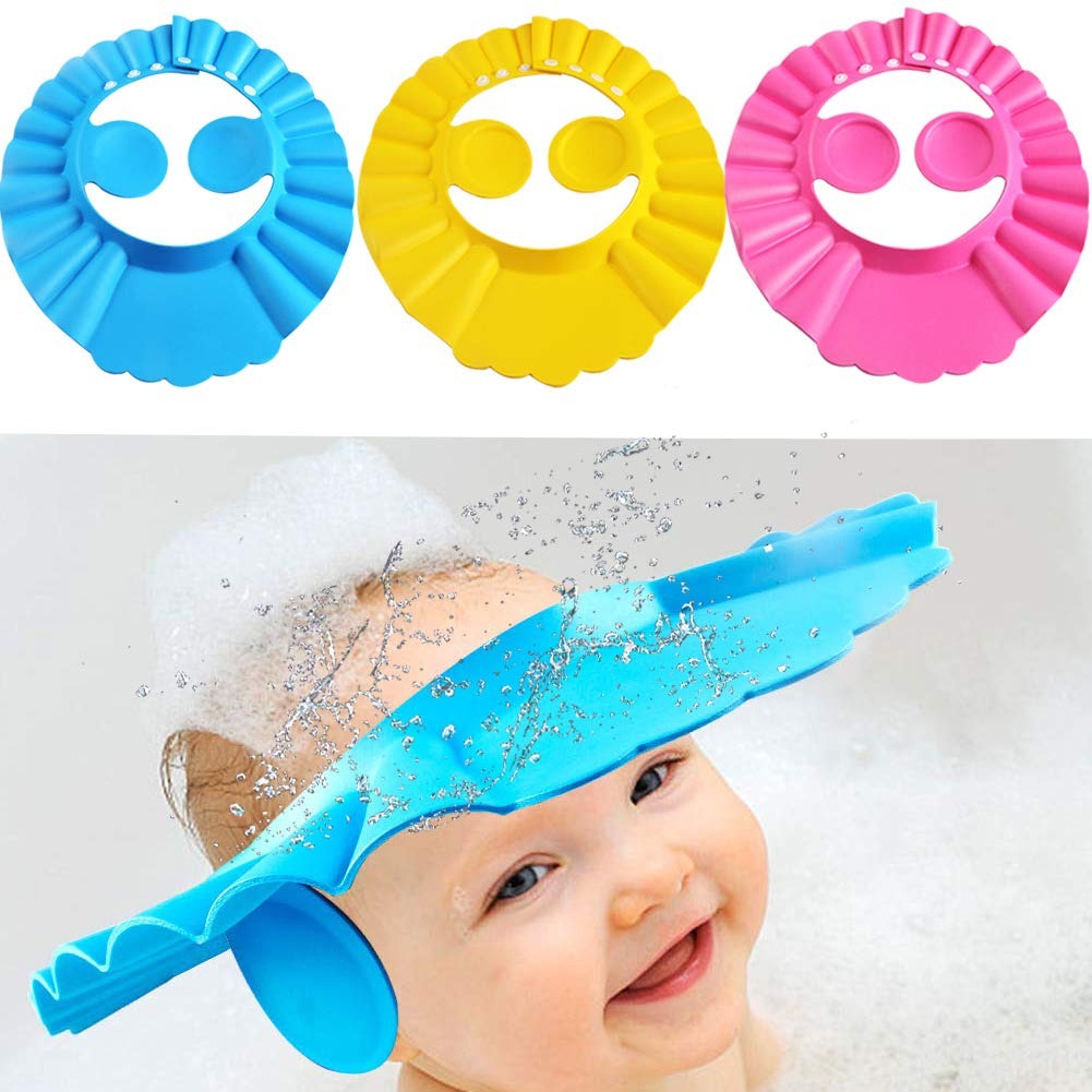 Baby Shower Cap Silicone Shampoo Bath Cap for Kids Eye & Ear Protection Soft Adjustable
