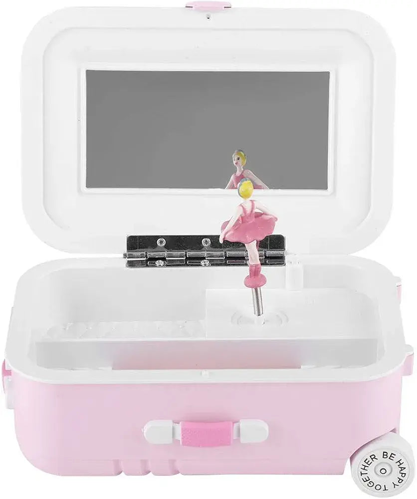 Mini Jewellery Suitcase Music Box with Spinning Ballet Dancer Storage Case for Girls