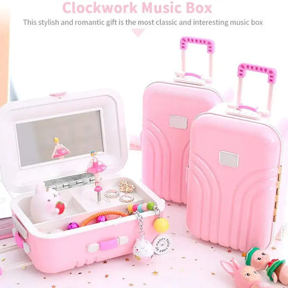 Mini Jewellery Suitcase Music Box with Spinning Ballet Dancer Storage Case for Girls