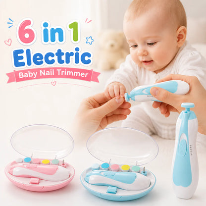 Premium 6 in 1 Electric Baby Nail Trimmer Safe Infant Nail Filer Grooming Kit with Storage Case