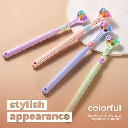 Three Sided Toothbrush 360° Coverage Soft Bristle Toothbrush with Replaceable Heads