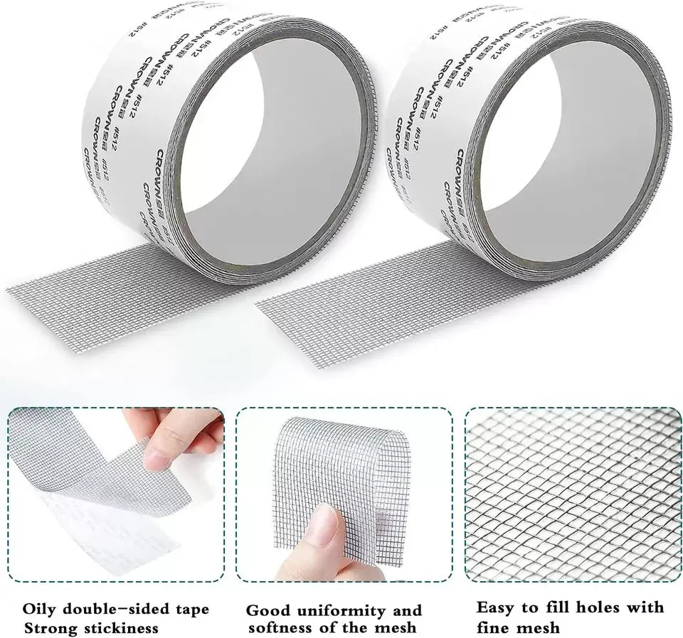 Window Screen Repair Tape Self Adhesive Fiberglass Mesh Patch Roll 2 Meter Mosquito Net Repair Tape